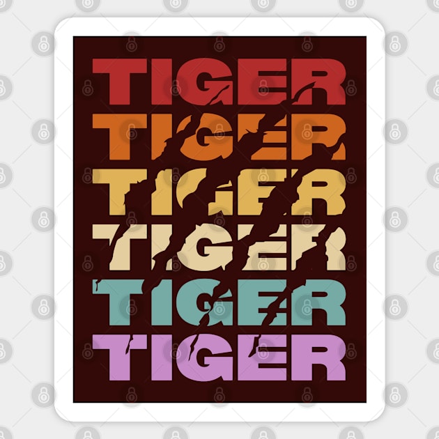 Tiger - Vintage Retro Sunset Typography - Wildlife Lovers Sticker by TuncGK